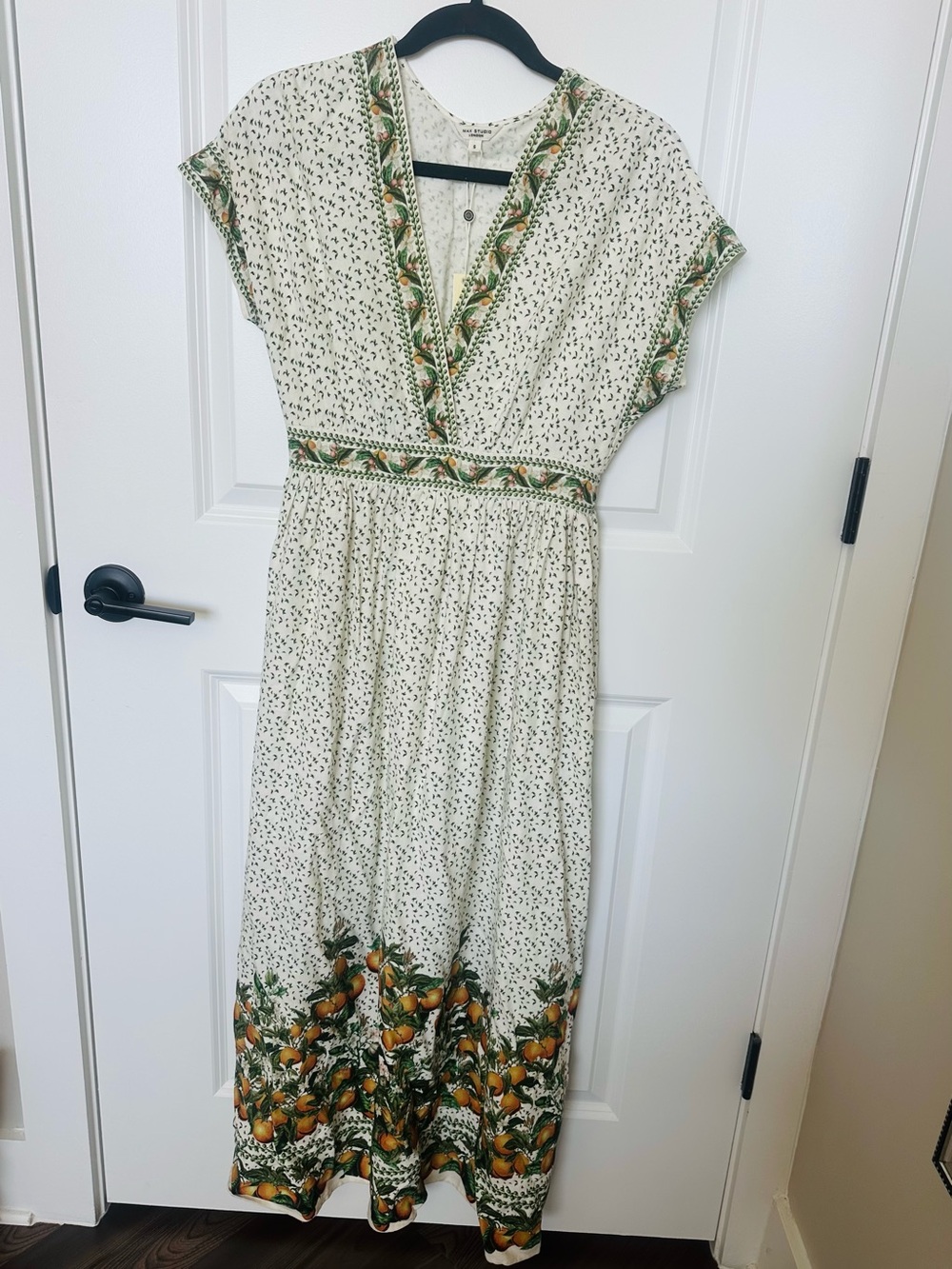 Boho Cream Maxi Dress with Orange Border
